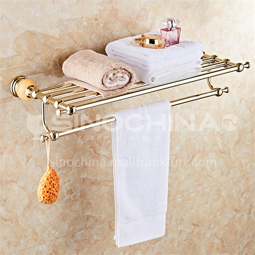 Stainless steel golden jade bath towel rack bathroom double towel rack rack manufacturer wholesale bathroom pendant MY80114 gold-plated topaz